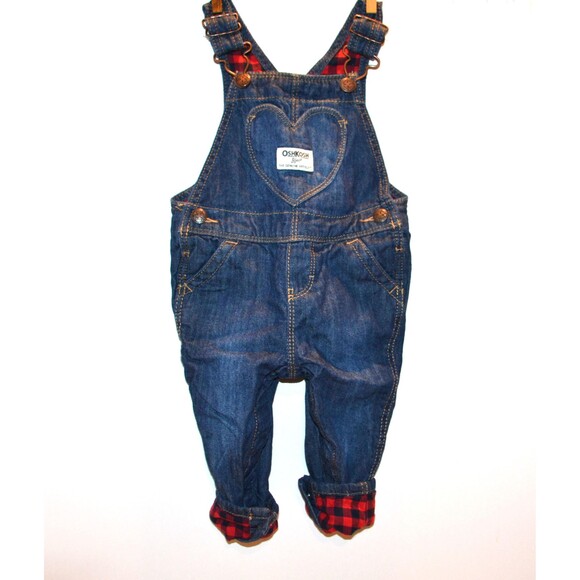 Vintage Overalls Osh Kosh Heart and Flannel Lining - Picture 1 of 6